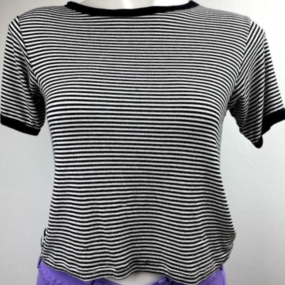 Brandy Melville Black/White Soft Striped Crop Top